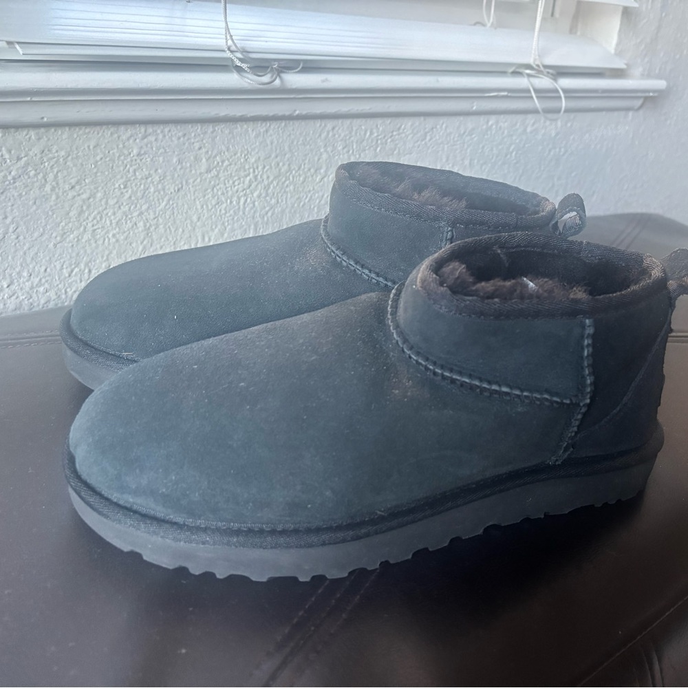 NWOT UGG Black Ankle Boots Suede Slip-On